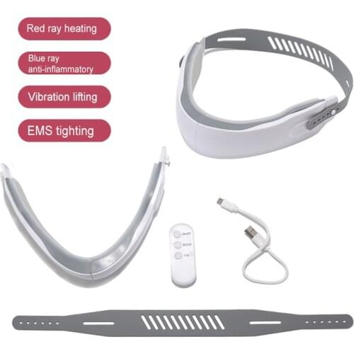 Facial Lifting Device Chin V-Line Up Lift Belt Machine Red Blue LED Photon Therapy Face Slimming Galvanic Massager V-Face Care