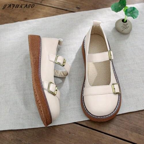 Mori Retro Literary Big Head Doll Shoes Thick-Soled Single Shoes College Style Casual Student Flat Shoes Handmade Womens Shoes