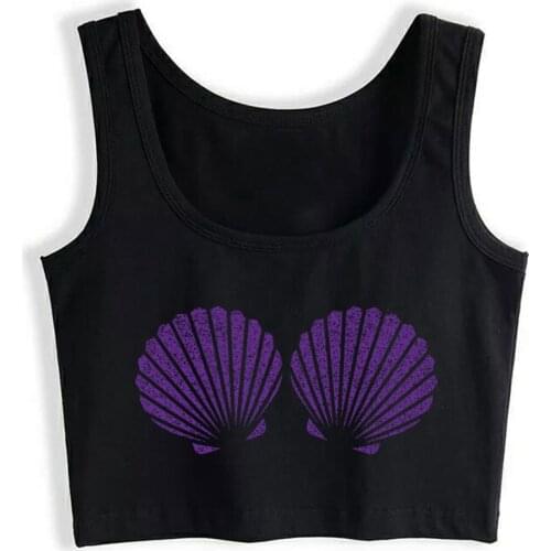 Crop Top Sport Purple Glitter Shells Mermaid Bra Birthday Party M Hip Hop Harajuku Sleeveless Tops Women