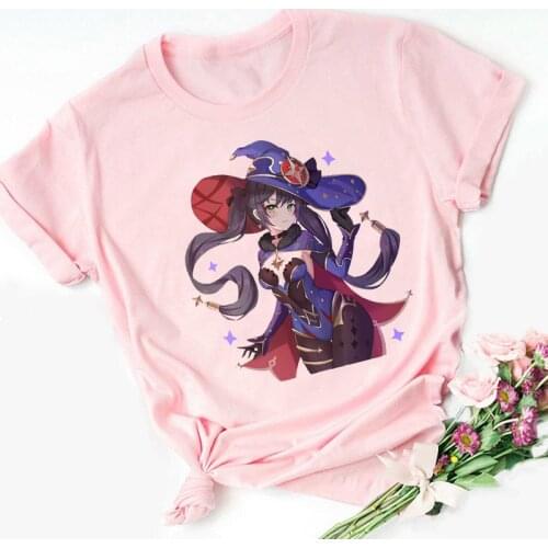 2021 Kawaii Genshin Impact T Shirt Cartoon Print Anime Kid Clothes Children Clothing T-shrit Tee Short Sleeve Top Harajuku