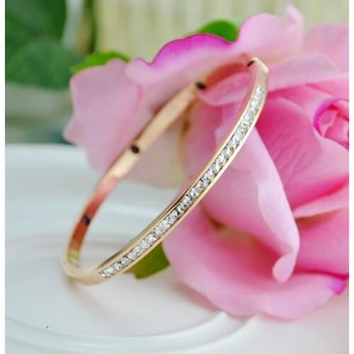 Cubic Zirconia Titanium Steel Rose Gold Bangle hot selling Bracelet&Bangle Jewelry drop shipping