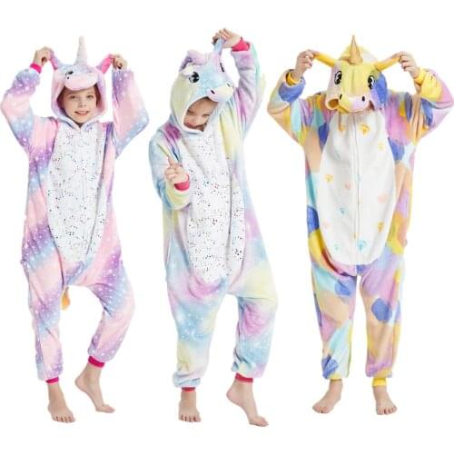 One Piece Hooded Girls Unicorn Pajamas Children Onesies Sleepwear for Girl Pyjamas Kids Animal Kigurumi Unicorn Pajamas Pijamas