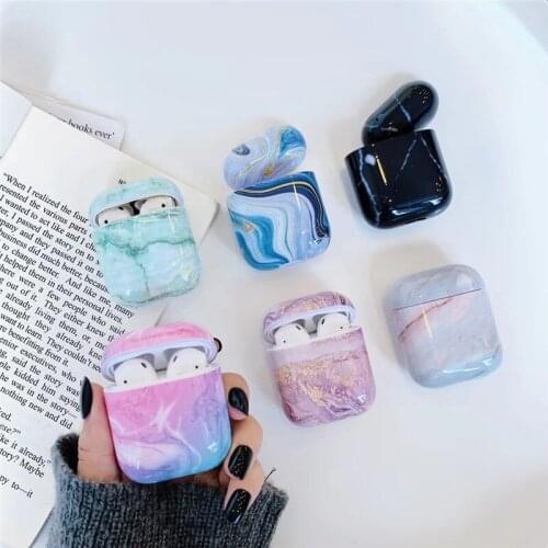 GTWIN Earphone Case For AirPods 2 1 Marble Pattern Protective Case Hard PC Wireless Charging Cover For Apple AirPods 1/2