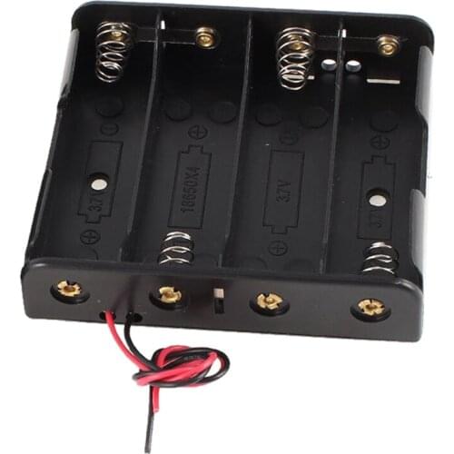 2 Pcs Black Plastic Battery Holder Case w Wire for 4 x 18650 14.8V