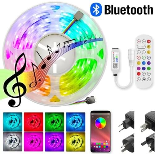 Colorful LED Strip 12V SMD 5050 LED Lights Tape APP Control Remote Music Sync Bluetooth RGB Ribbon Lamps For Room Decoration