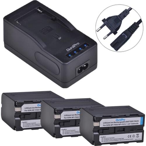 Durapro 3x7200mAH NP-F960 NP-F970 Camera Batteries +LED Ultra Rapid Charger for Sony DCR-VX2100,DSR-PD150,PD170,FDR-AX1,HDR-AX20