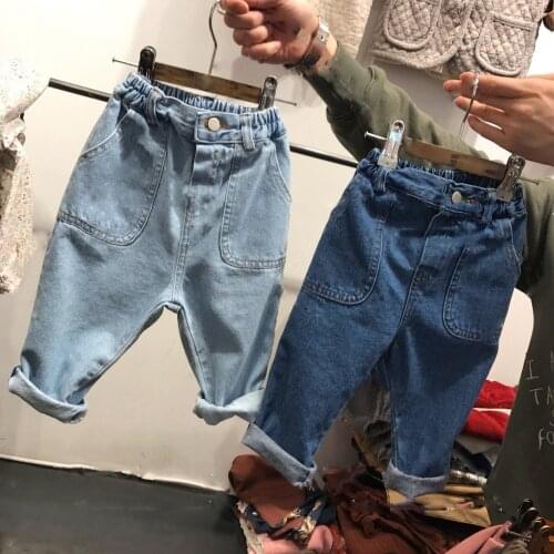 2019 Boy Pants Jeans Denim Pants for Boys Trousers Toddler Kids Solid Elastic Waist Baby Boy Clothing Baby Boy Jeans