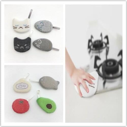 Scouring Pad Pot Brush Cartoon Dishwashing Sponge Dish Cloth Rag Set Thickened Wipes Kitchen Cleaning Supplies Accessories