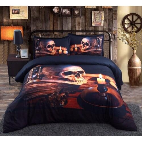 Royal Linen Source Brand 3PCS PER SET New latest Retro Skull design 3d HD printed Skull Bedding Set