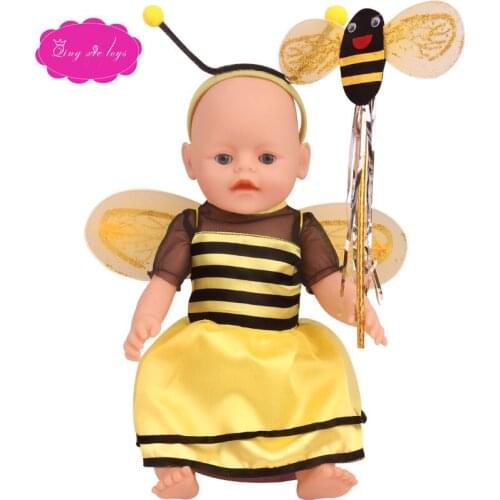 43 cm baby dolls clothes GirlYellow skirt and wings Dress accessories 18 inch American doll f812