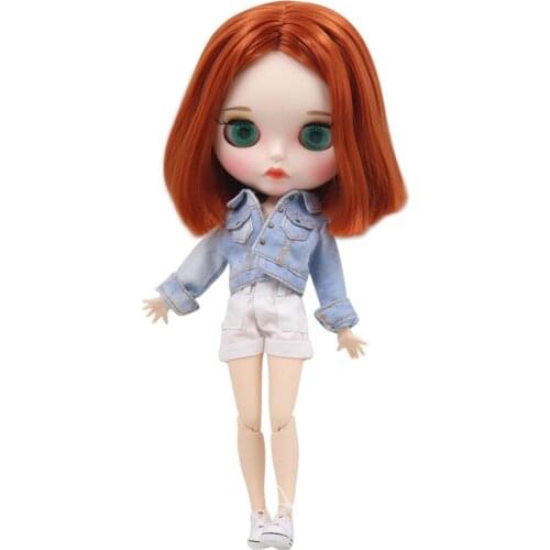 ICY DBS Blyth Doll white skin joint body New matte face with eyebrows lip Brown soft short hair DIY sd gift toy