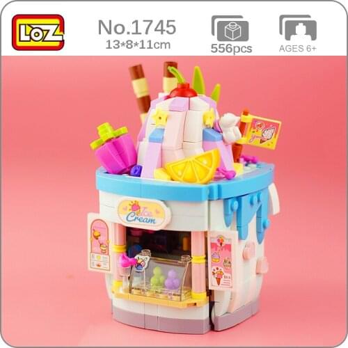 LOZ 1745 Dream Amusement Park Ice Cream Cold Drink Store Shop Restaurant DIY Mini Blocks Bricks Building Toy for Children no Box
