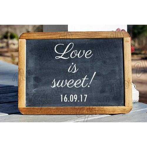 Love Is Sweet! Custom Wedding Date Wedding Reception Sign Welcome Decal Photo Prop Wall Sticker Decor B299