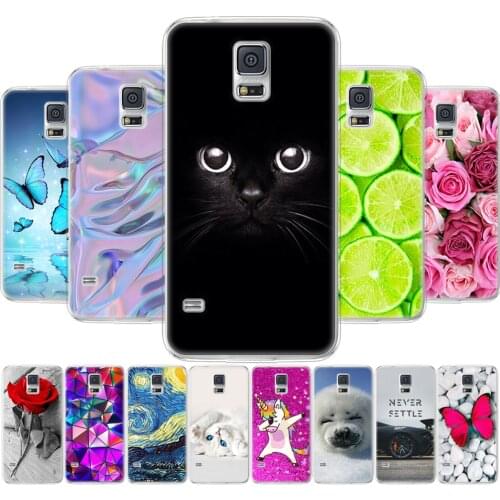 Soft Silicon TPU Cover For Samsung Galaxy S5 Case phone Cover For Samsung S5 Neo Case Capa For Samsung S5 i9600 SM-G900F flower