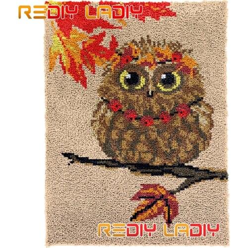 Latch Hook Rug Kits Autumn Owl Plush Wall Tapestry DIY Carpet Rug Thick Yarn Arts Cushion Crocheting Floor Mat Home Decor Gifts
