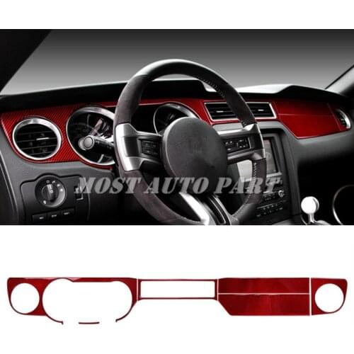 Carbon Fiber Front Dashboard Edge Cover Trim 6pcs For Ford Mustang 2009-2013 Red/Black Car accesories interior Car decoration
