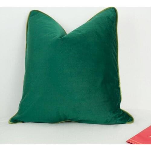 3 Colors Velvet Cushion Cover Luxury Green Olive Green With Grass Green Piping Pillow Case Soft No Balling-up Without Stuffing