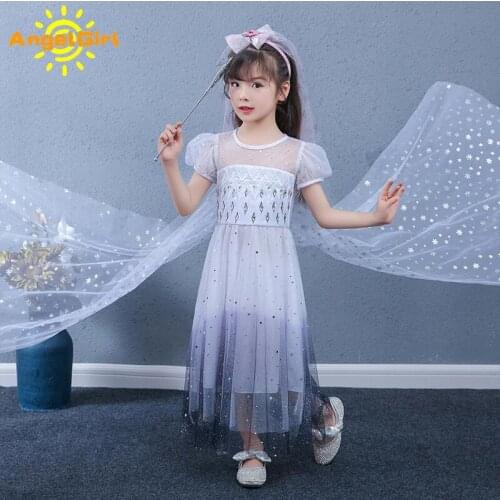AngelGirl Girl Princess Dress Gown Summer Elegant Snow Girls Dresses Costume Cosplay Xmas Halloween and Christmas Party
