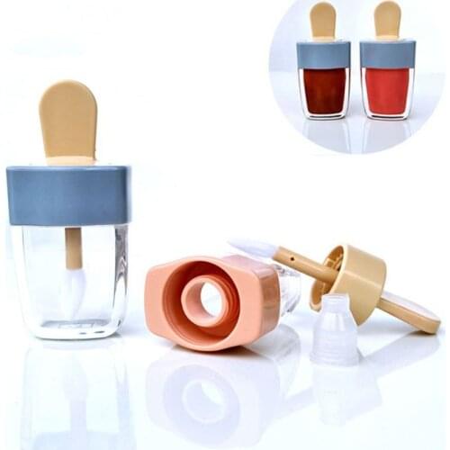 6ml Ice Cream Shape Transparent Mini Lip Gloss Tube Empty Lip Balm Container With Lid Rubber Inserts Lipstick Samples Dispenser