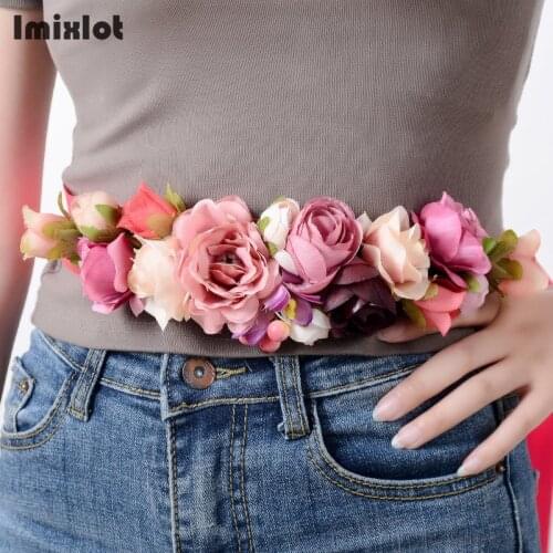 New Fashion Women Girls Waist Belts Long Ribbon Chain Flower Belt Girls Wedding Bridal Waistband For Party Dress Accessories