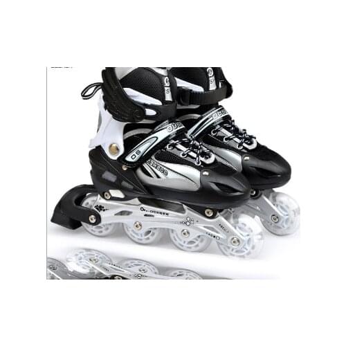 Adult roller skates, roller skates, black, red and blue, adjustable roller skates with aluminum frame