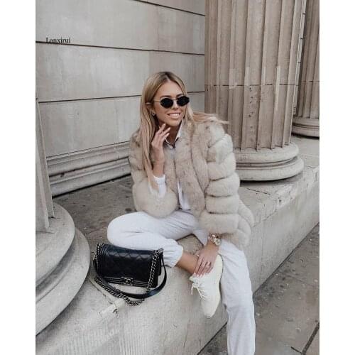 Winter Luxury Overcoat Fur Jacket Outerwear Short Fur Coat Winter Thick Long-Sleeved Clothes Plush Thick Outwear