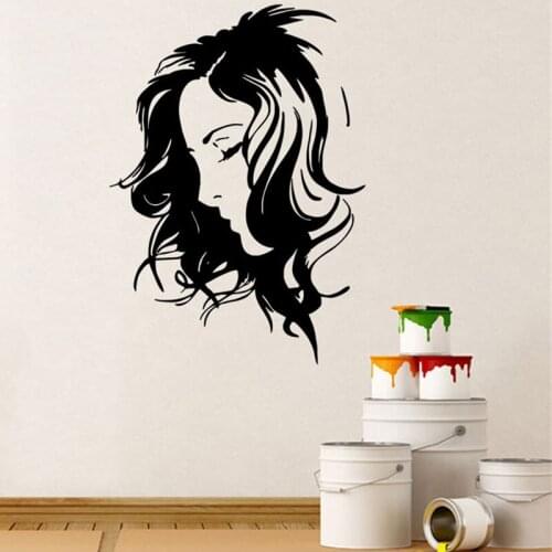 Character Design Pretty Woman Removable Wall Stickers for Beauty Salon Fashion Decor Vinyl Wall Decals Living Room Murals L898