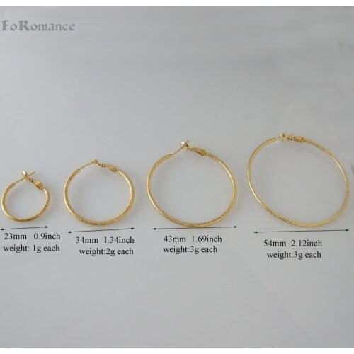 CUTE CARVED SCRUB SURFACE FOUR STYLES YELLOW GOLD COLOR GP HOOP 0.9"/ 1.34" /1.69" 2.12" EARRING