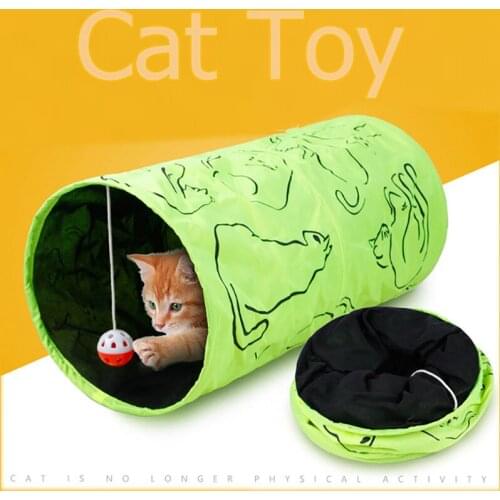 Foldable Cat Channel Cat Tunnel Kitten Tent Kitten Toy With Fluorescent Green Sound Paper Bulk 3-layer Cat Toys Pet Supplies