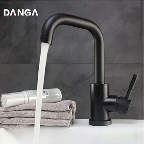 Bathroom Faucet Single Hole Basin Faucet 360 Rotatable Sink Tap Black/White Stianless Steel Vanity Water Tap Home Improvement