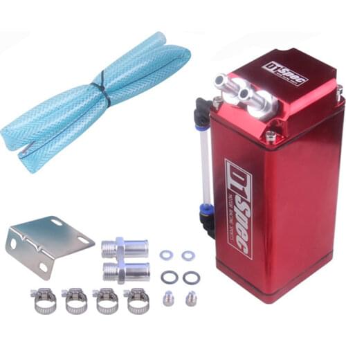 D1 SPEC Square 0.75L Universal Billet Aluminum Racing Engine Oil Fuel Catch Reservoir Tank Can With Hose Indicator