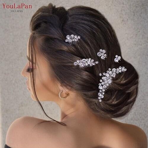 YouLaPan HP387 Bridal Hair Clips Full Rhinestone Hair Comb with Forks Bride Head Jewelry Set Wedding Hair Accessories for Women
