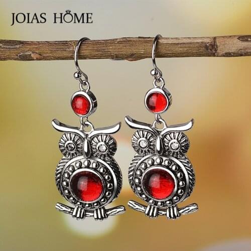 JoiasHome 925 Sterling Silver Earring For Charm Women With Round Ruby Gemstones Animals Shape Earrings Vintage Fine Jewelry