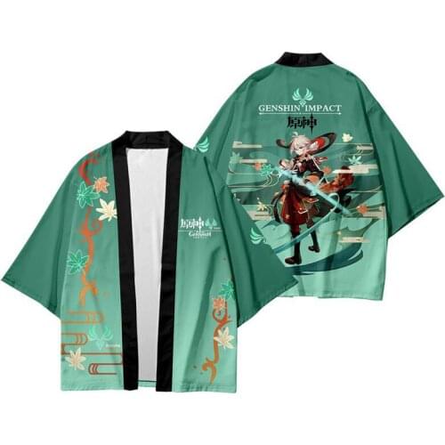 Women Men Summer Casual Cool Streetwear Genshin Impact Kazuha Kaedehara 3D Print Japanese Anime Kimono Haori Top Cosplay Costume