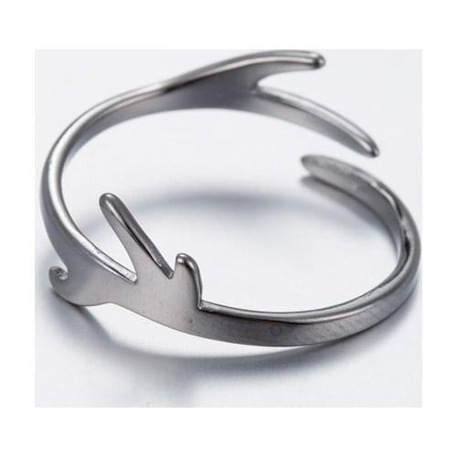Oly2u Black Antler Ring For Women Adjustable Deer Antler Ring Simple Party Fashion Jewelry Christma Gifts For Girl Men SYJZ130
