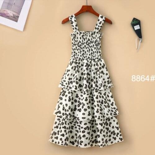 Women 2021 Summer New Fashion Printed Camisole Dress Female Loose Chiffon Vestidos Ladies Thin A-line Sleeveless Dresses K265