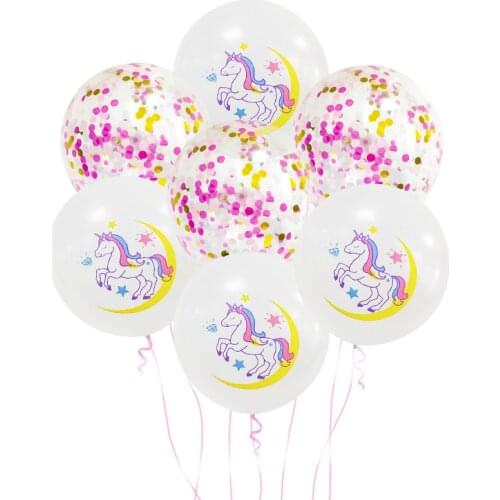 10pcs 12 Inch Unicorn Golden Confetti Decoration Colorful Unicorn Latex Balloon Set Party Decoration