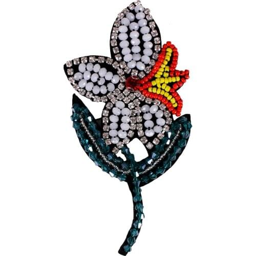 10pieces Beaded Flower Rhinestones Patches Sew on Crystal Applique Clothes Decorated DIY Garment Accessories TH588