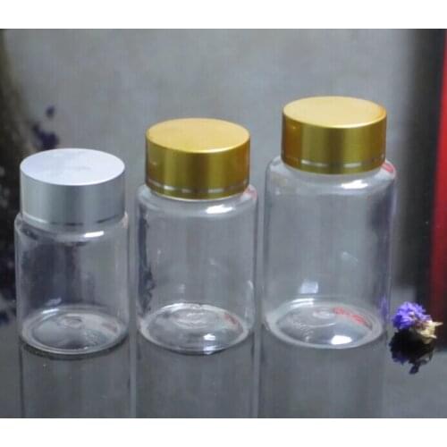 100pcs 60ml Mini Clear Plastic Bottles PET Empty Bottles With Aluminum Screw Cap Vials Containers Capsule Medical Bottle Jars