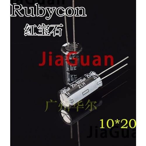 20PCS NEW RUBYCON ZLH 25V1000UF 10x20mm 105 degrees 1000uF/25V high frequency low resistance and long life zlh 1000UF 25V