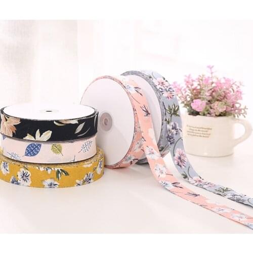 5yards Lovely Floral Printed Grosgrain Ribbon for DIY Hair Accessories Bow Craft Card Gifts Wrapping Wedding Party Decor