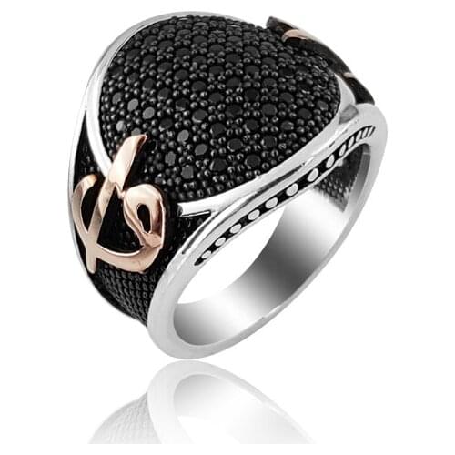 925 Silver Ottoman Etugrul Rings for Men Traditional Islamic Alphabet