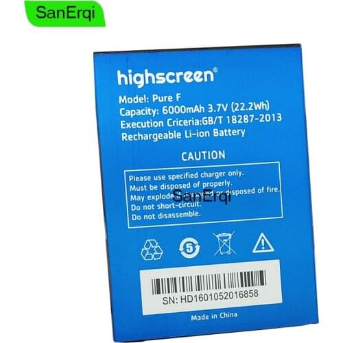 Battery 6000mAh Pure F Battery For Highscreen Boost 2 Boost2 Smartphone