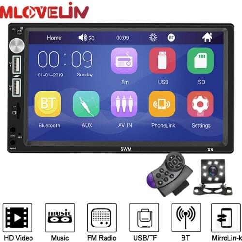 MLOVELIN Car Multimedia MP5 Radio Player 2din 7inch Touch Screen Mirror Link Rear View Camera Auto FM Radio AUX Input USB