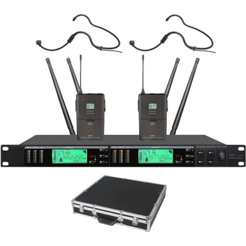 Bolymic Dual Wireless Microphone System True Diversity Karaoke Wireless lavalier Headset Microphone Professional For Church ktv