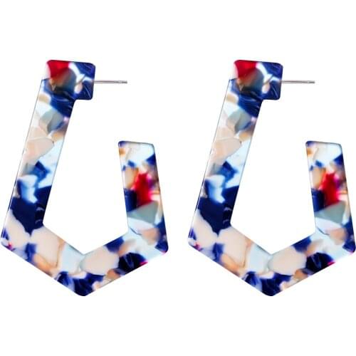 VIVILADY Punk Big Irregular Geometric Shape Hoop Earrings Women Tortoise Shell Acrylic Statement Accessory Jewelry Bijoux Gift