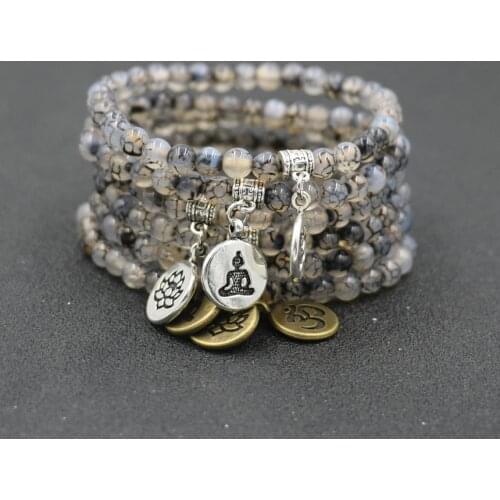 Natural Crack Onyx Beads Bracelet Men Buddha Bracelet Yoga Meditation Bracelet For Men Women Couples Jewelry erkek Pulseira