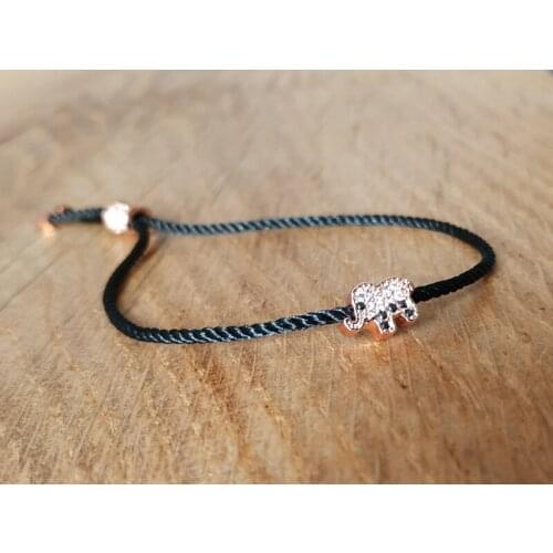 Elephand Macrame Hand Knit Rope Bracelet Zircon Crystal in Different Colors And Adjustable Size