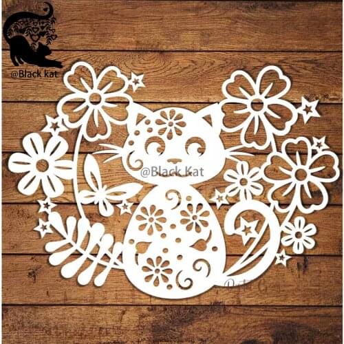 Flowers Leaves Paper Cut Cat Dies Lovely Surprise Animals Doll Stencil For DIY Scrapbooking Card Craft
