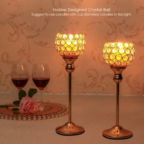 ERMAKOVA Crystal Candle Holders Stand Tea Light Candlesticks Wedding Table Centerpieces Party Home Decoration